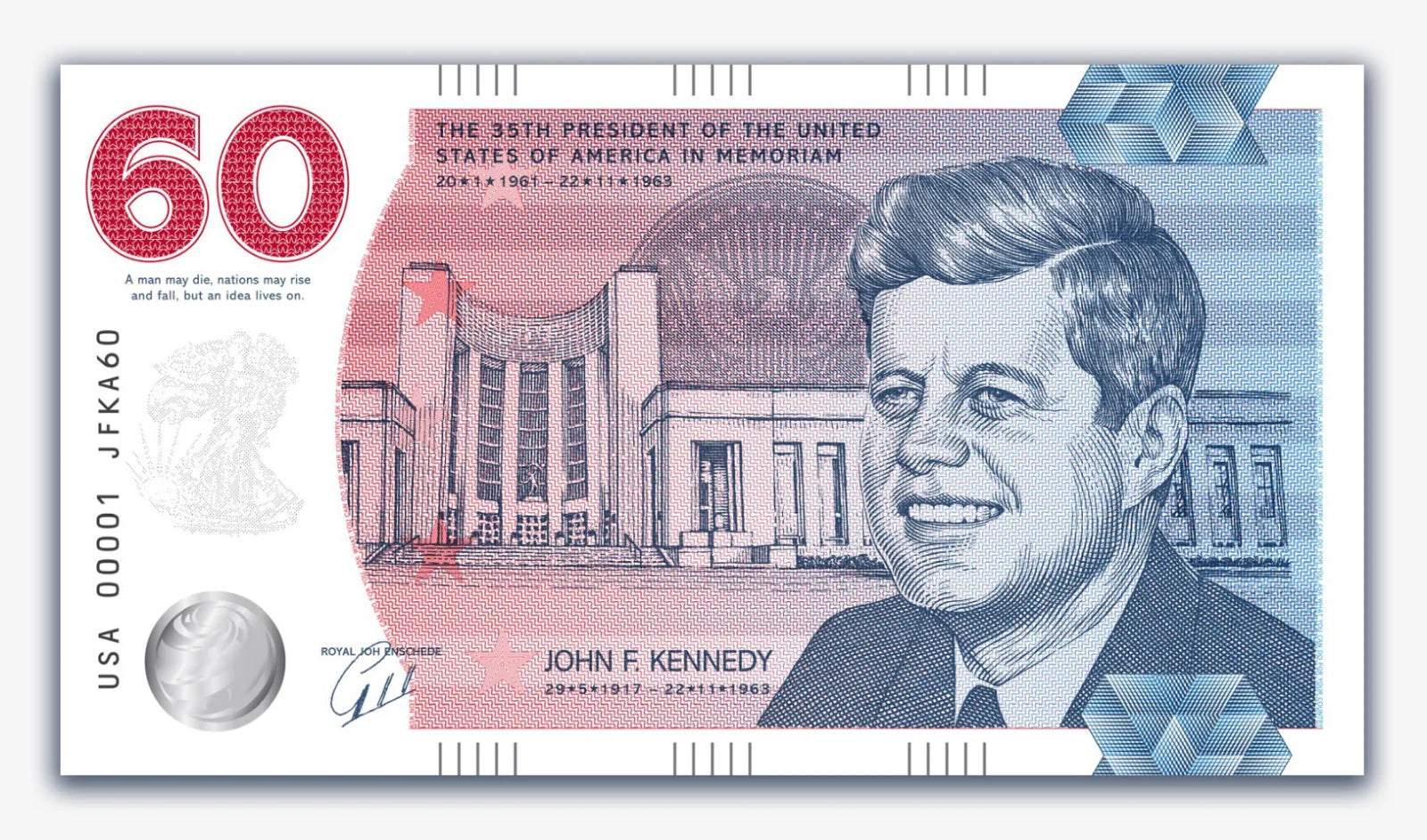 John F. Kennedy - 60 YRS Commemorative banknote