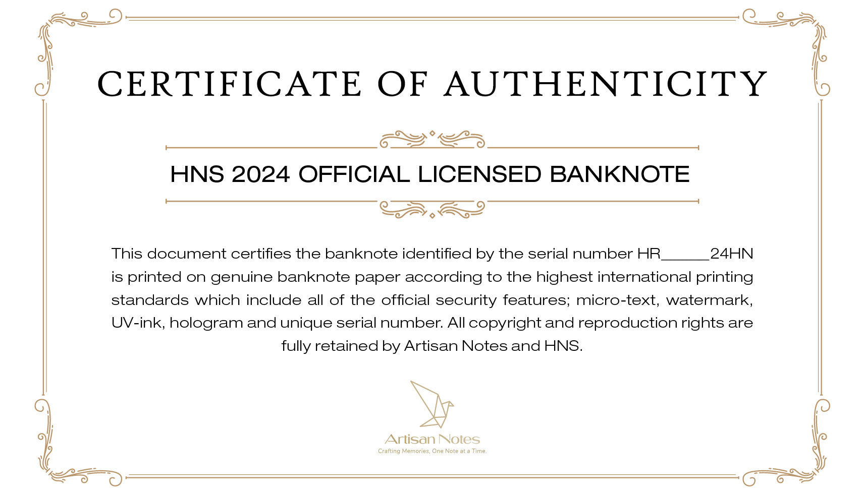 HNS 2024/2025 Official Licensed Banknote
